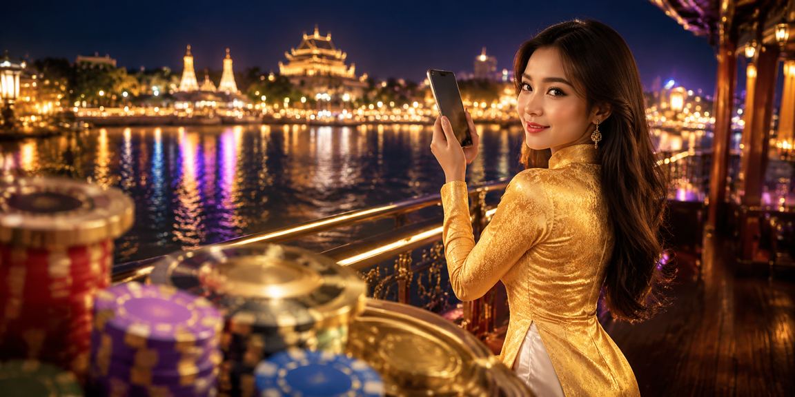 Người dùng Huế mặc áo dài trải nghiệm casino di động và nhận voucher