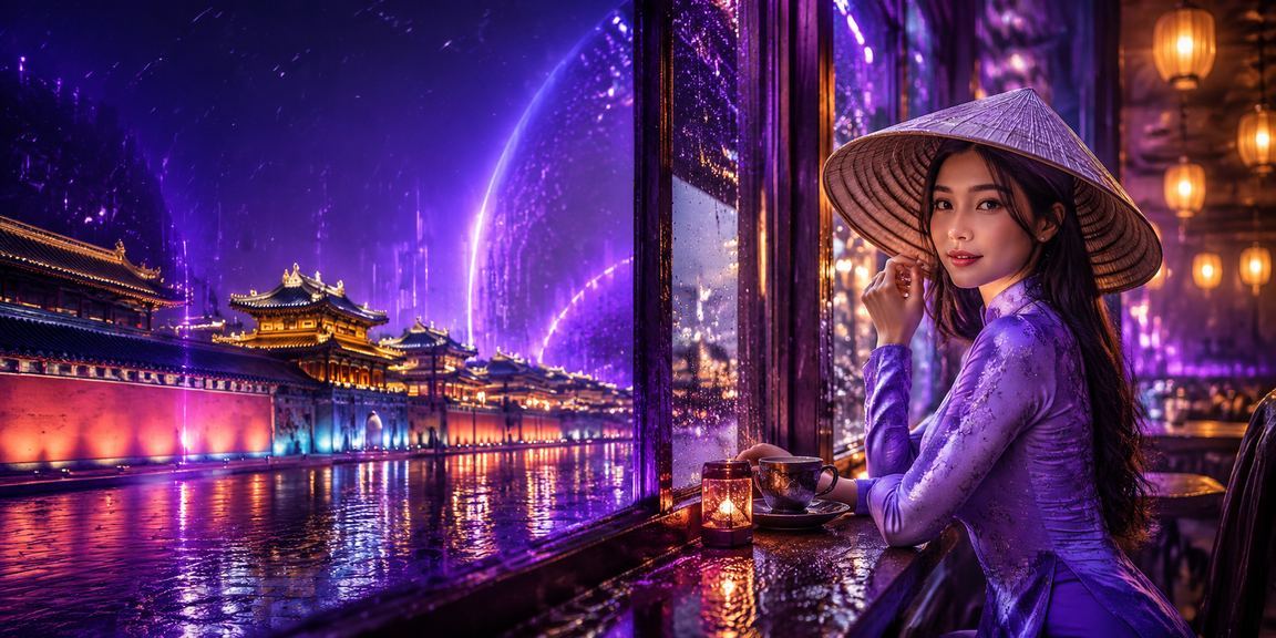 Người phụ nữ đội nón lá tại Huế xem thông tin VIP bonus trên điện thoại